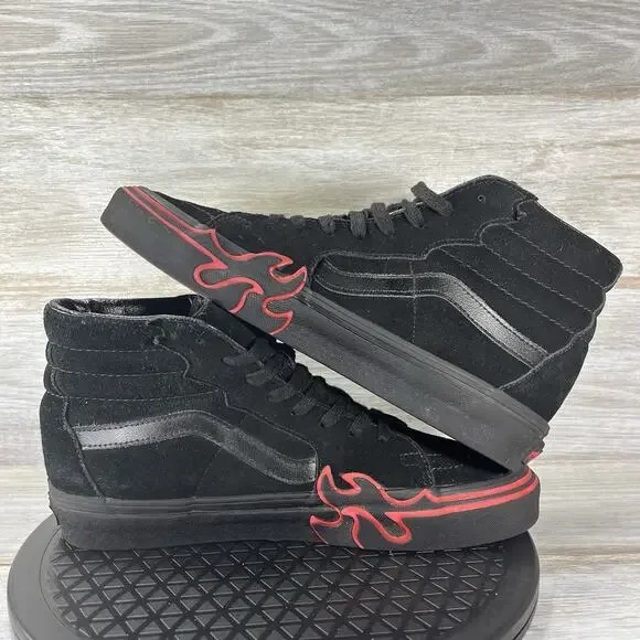 Vans Men’s Sk8-Hi Flame Black Suede High Top Sneakers Size 10 - Picture 7 of 8